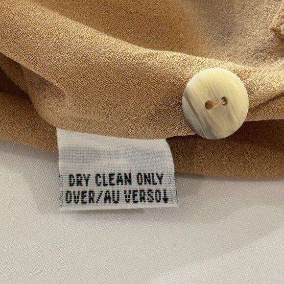 Dana Buchman 100% Silk Blouse Tan Camel Brown Dolman Sleeve Top - Picture 7 of 10